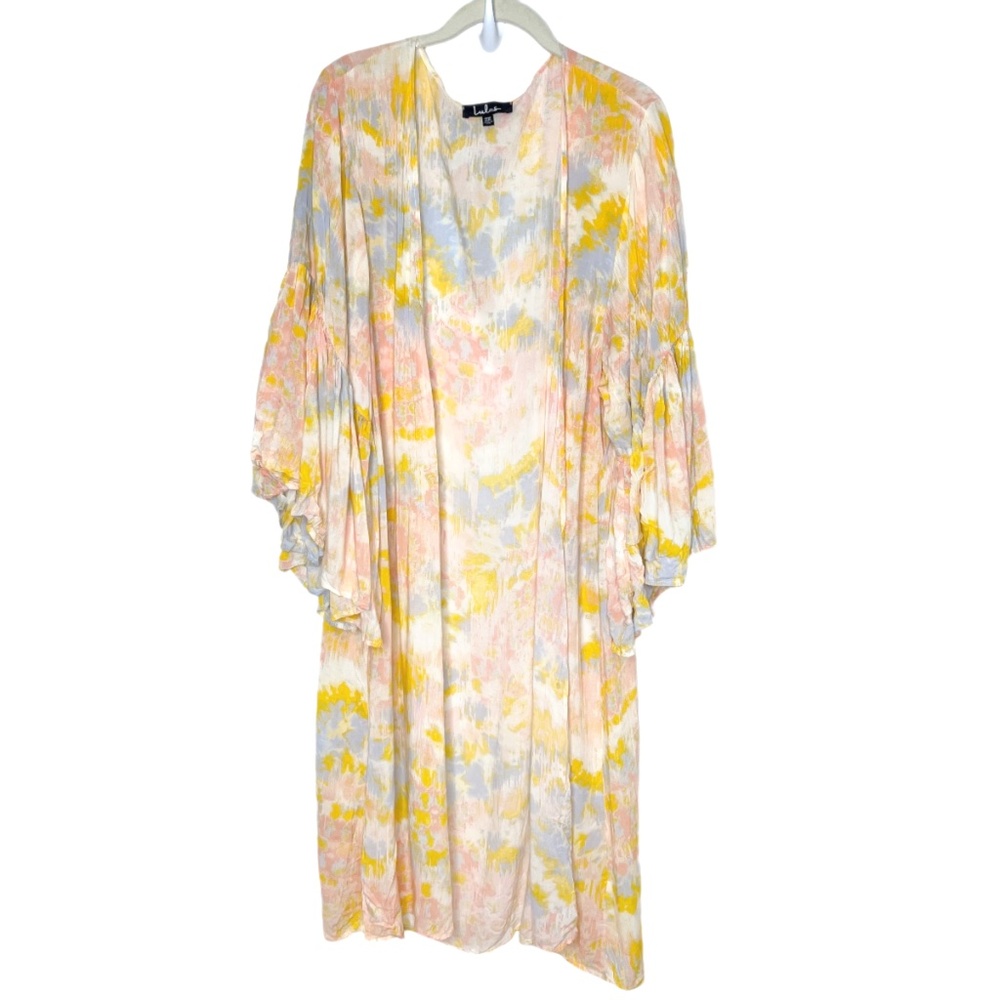 Lulu's | Ardine Peach Print Bell Sleeve Cover-Up Duster